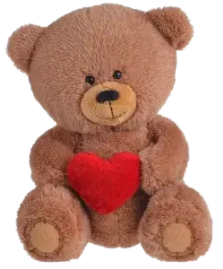 A teddy bear holding a red heart