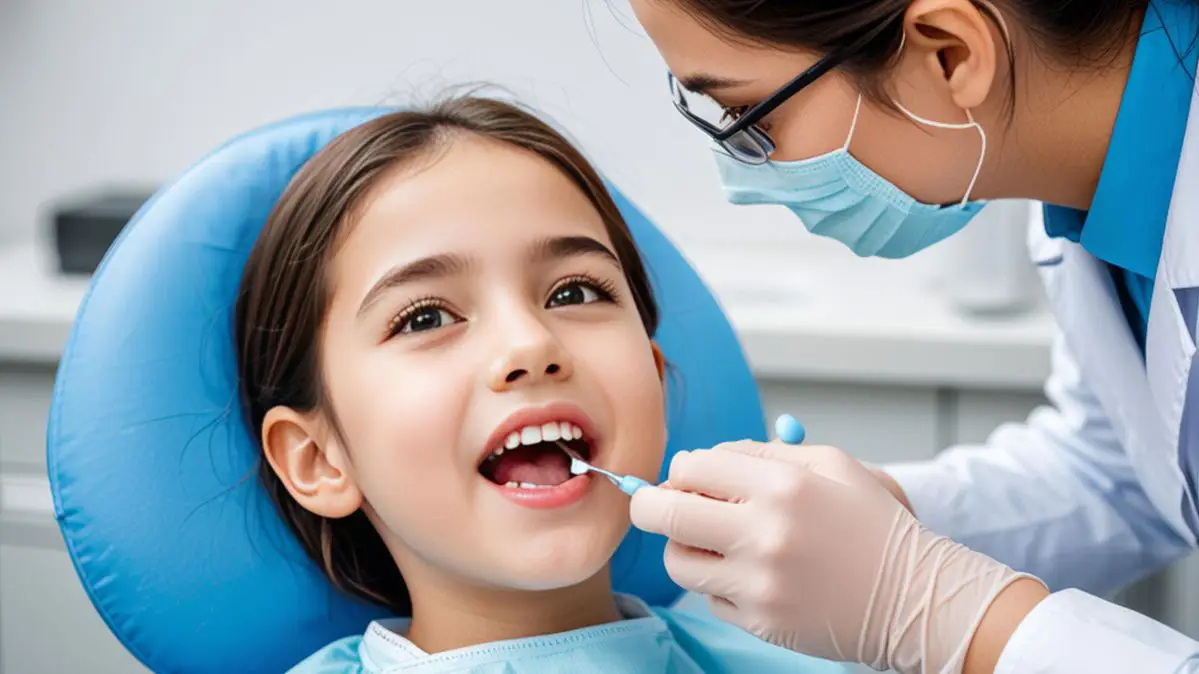 A girl at an appointment with the children's dentist